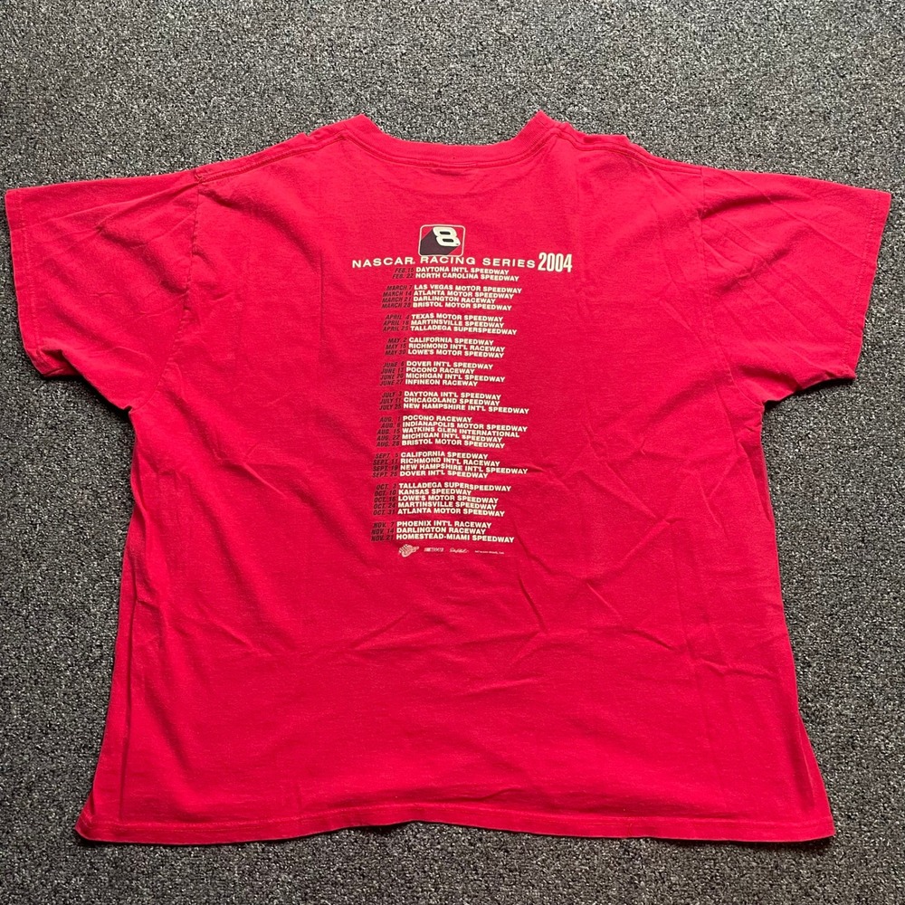 Vintage Dale Earnhardt Jr Winners Circle NASCAR 2004 Schedule Red T-Shirt 2XL - Picture 4 of 9